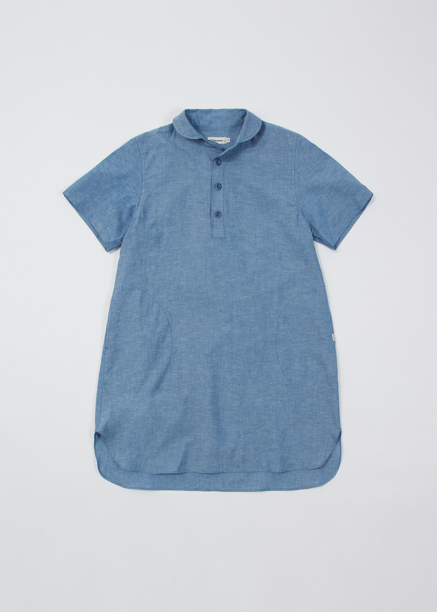 Round Collar Shirt Dress_Blue