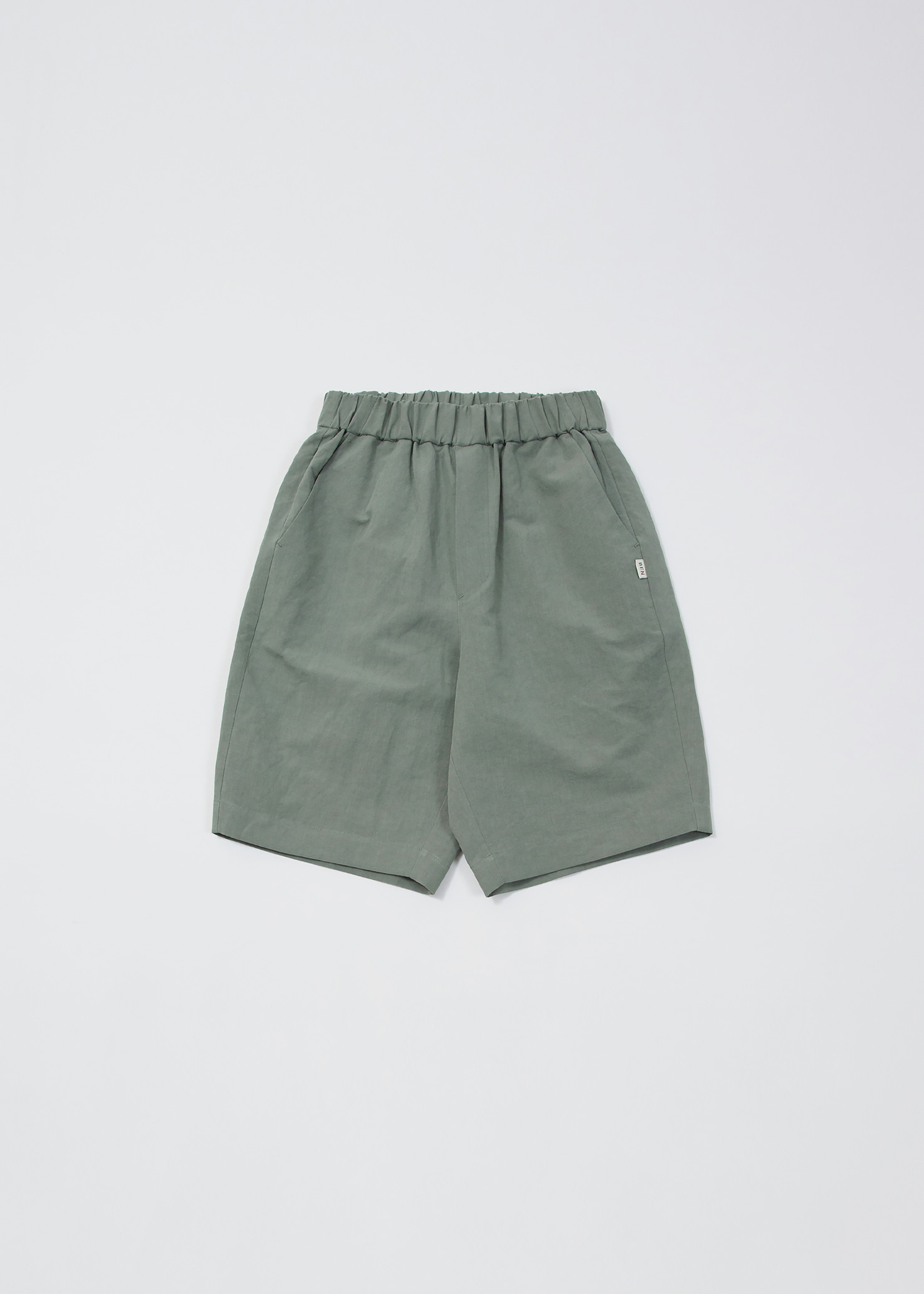 02 Linen Half Pants _ Grayish Green