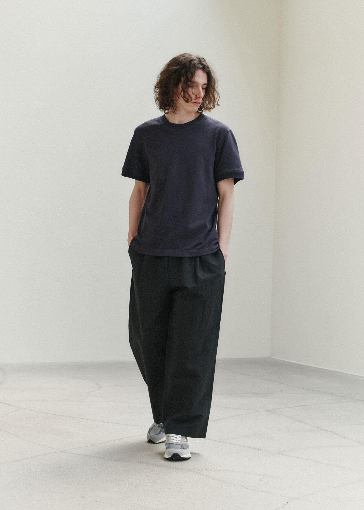 MENS) Linen Pleated Trousers_Black