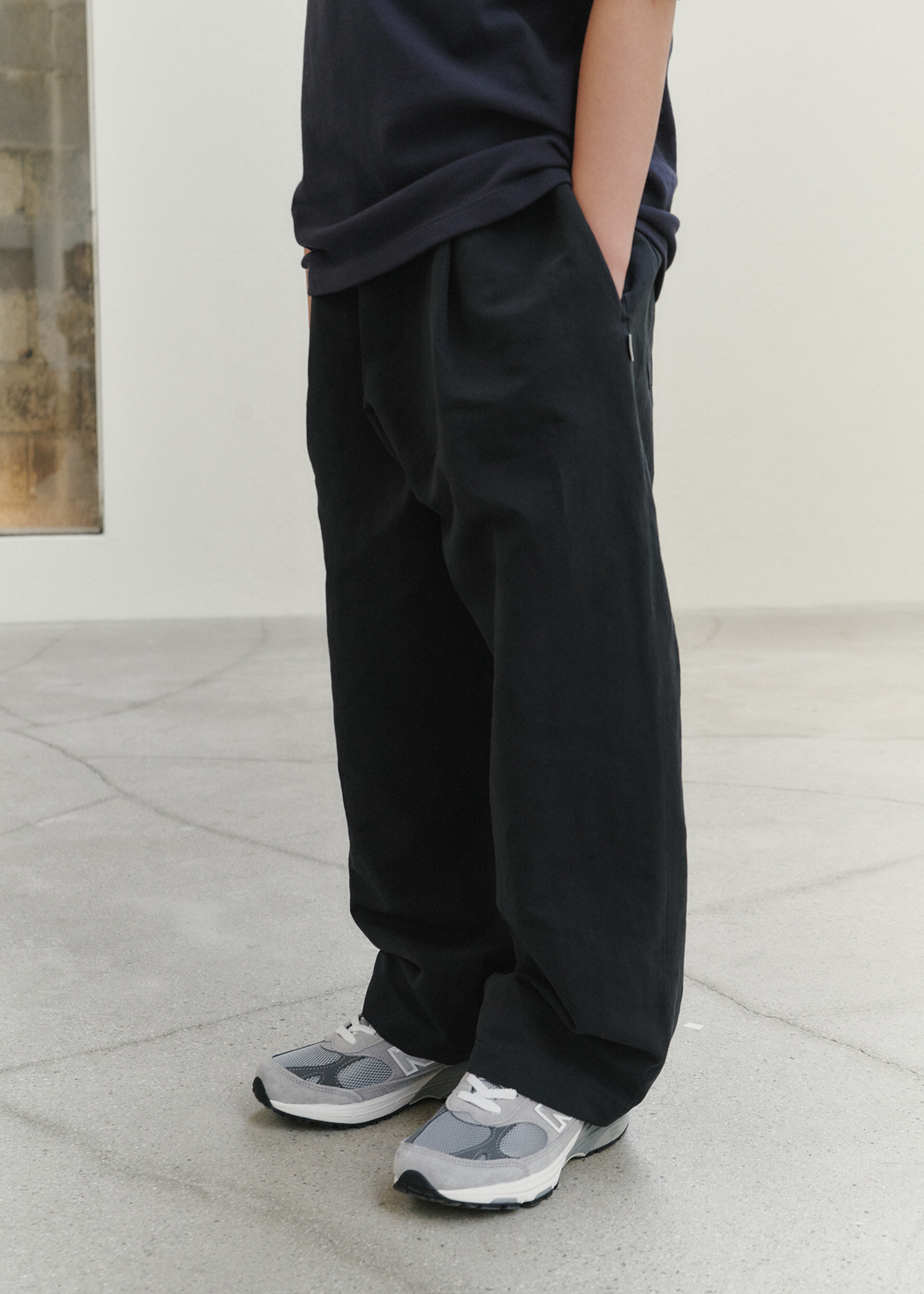 Linen Pleated Trousers_Black