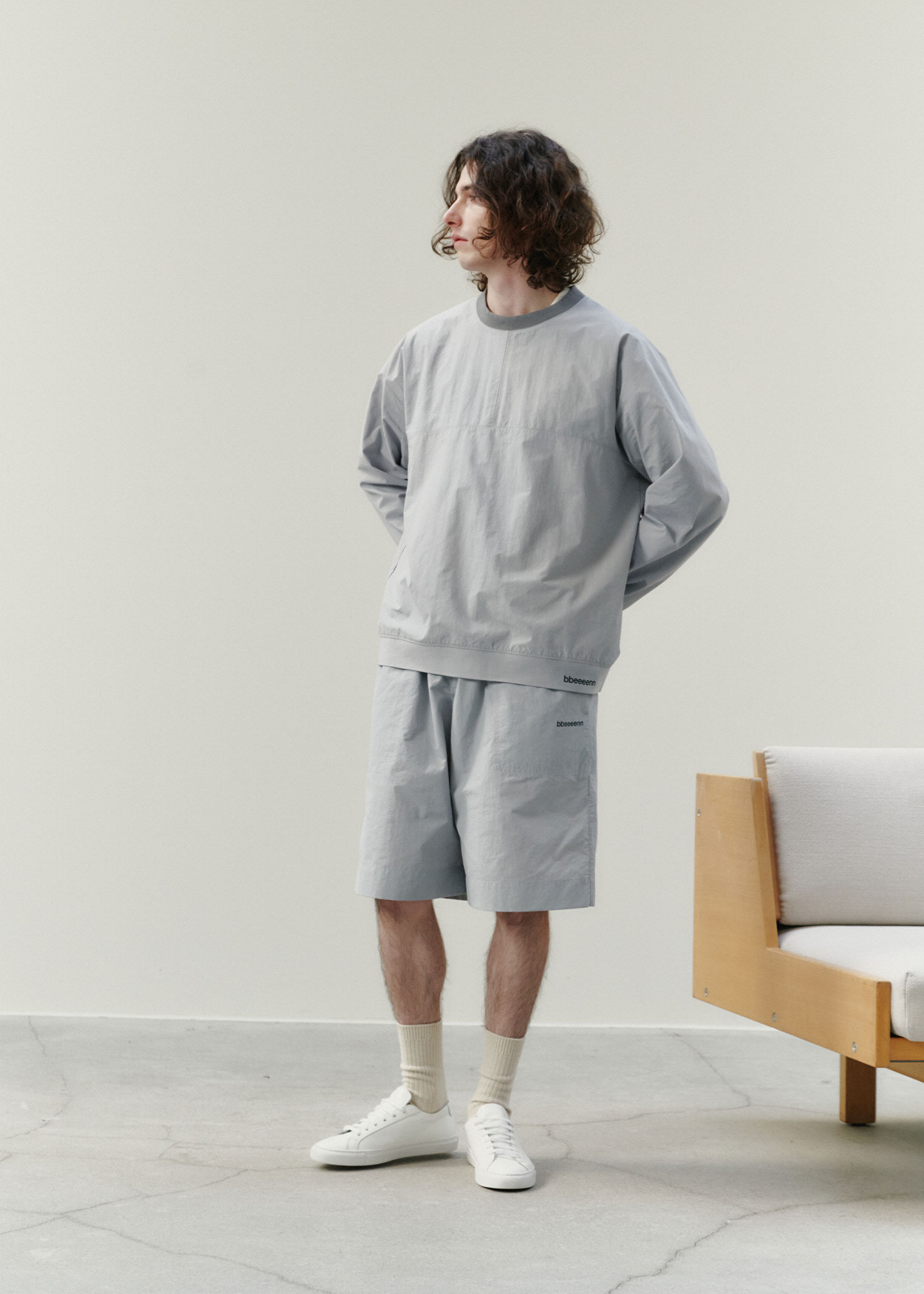 MENS) Technical Fabric Pullover_Ash Blue